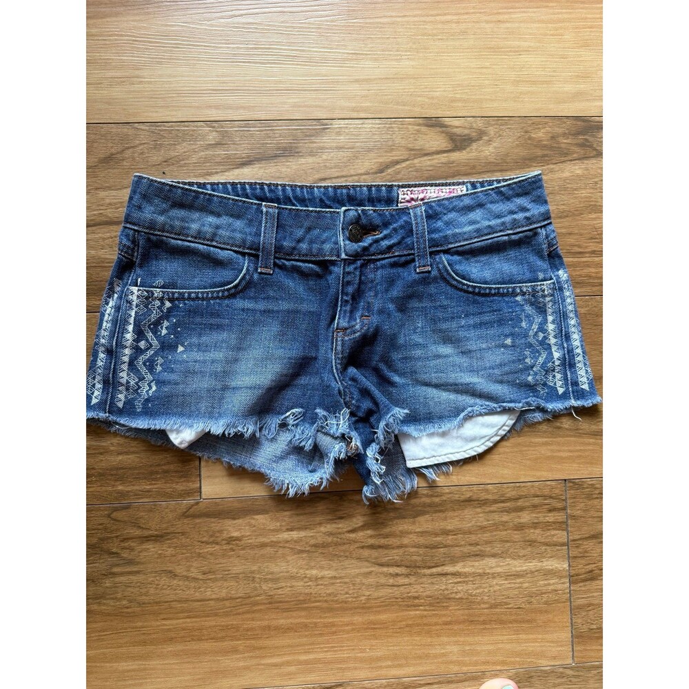 SIWY Madeleine Medley Denim Shorts size 25 Low Rise Y2K Cutoff Jean